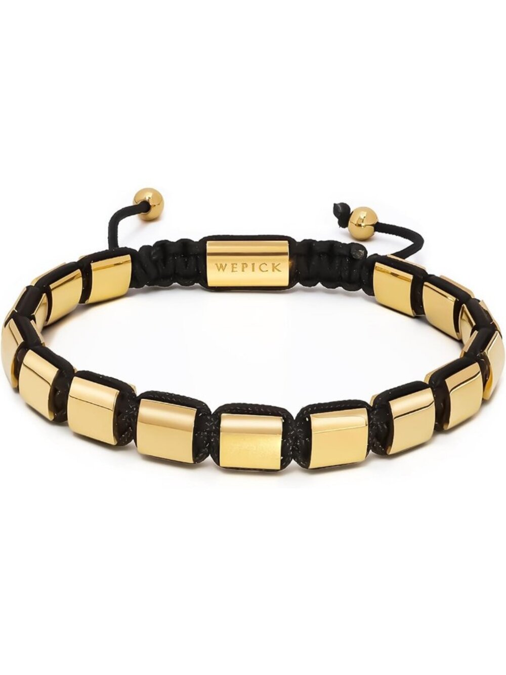 Men's Adjustable 18K Gold Plated Chain Link Bracelet with Beads - Stylish